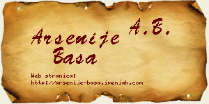 Arsenije Baša vizit kartica